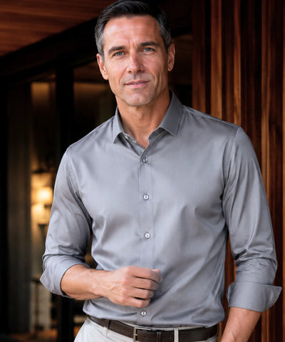Comprar camisa social masculina tecnologia antirrugas 3D slim fit respirável trabalho executivo premium barato ZARA