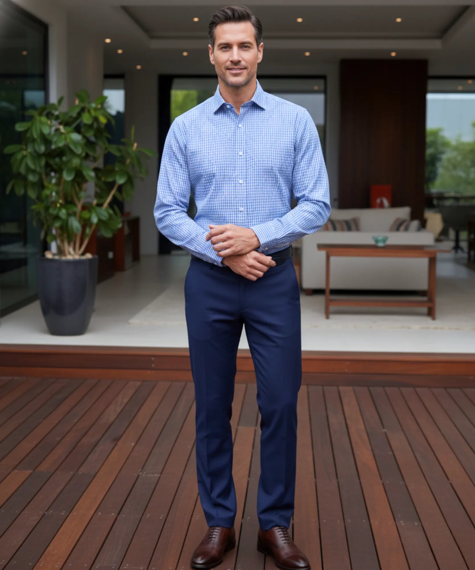 Comprar camisa social masculina xadrez algodão premium manga longa corte slim para trabalho e escritório em promoção ZARA