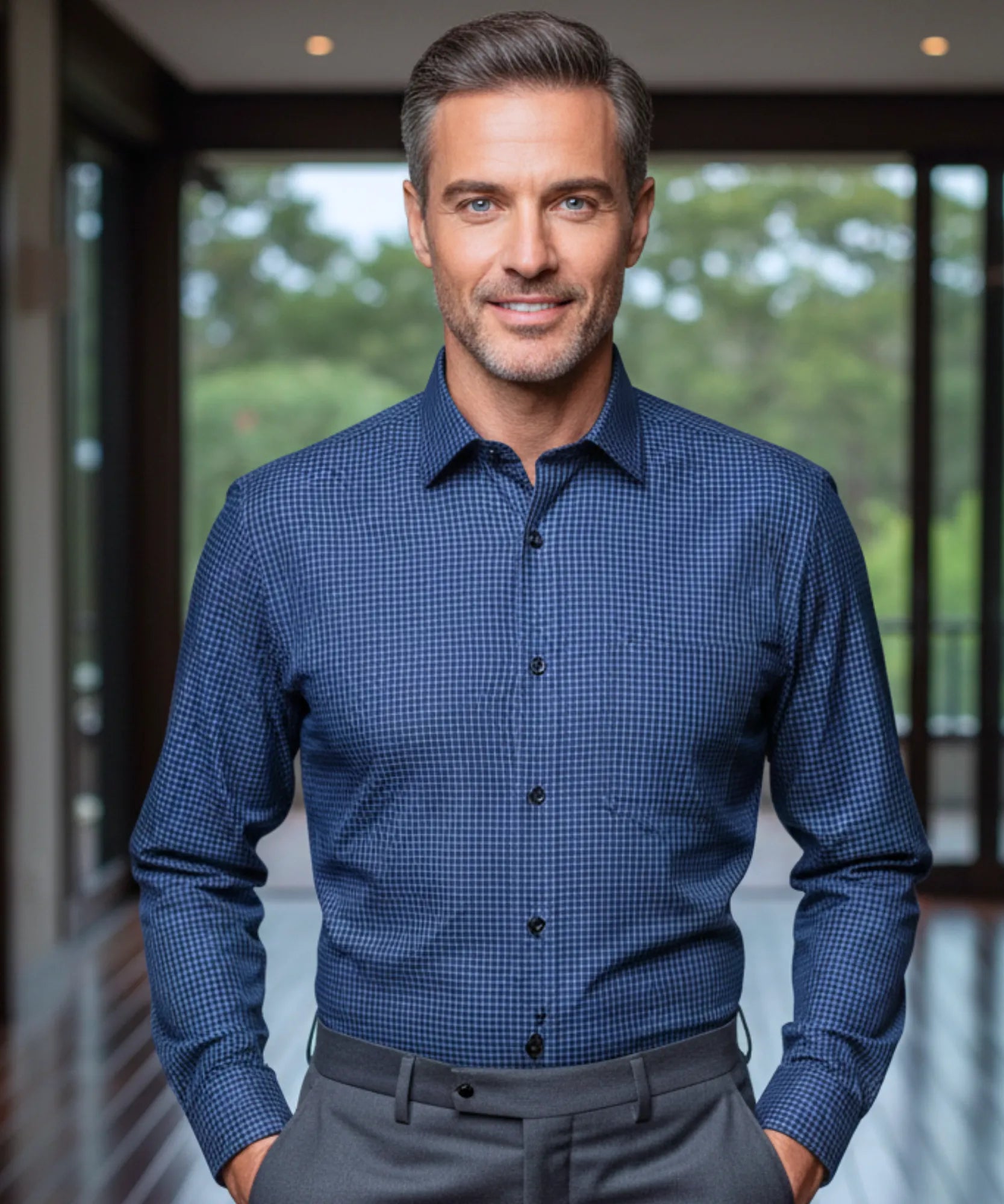 Comprar camisa social masculina xadrez algodão premium manga longa corte slim para trabalho e escritório em promoção ZARA