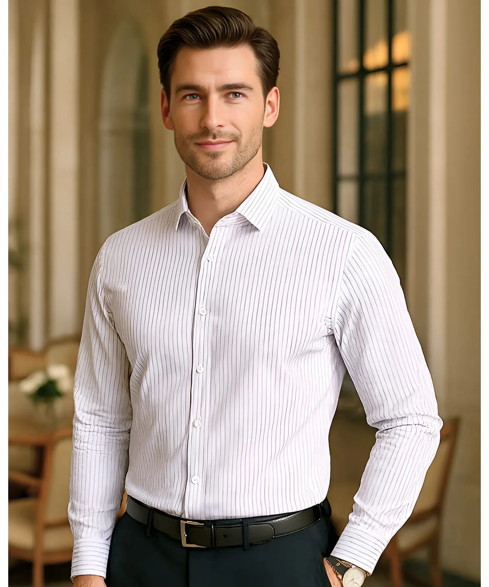Comprar camisa social masculina xadrez algodão premium manga longa corte slim para trabalho e escritório em promoção ZARA
