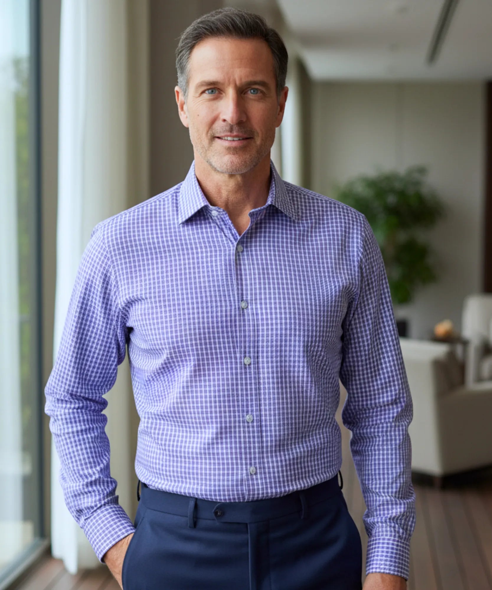 Comprar camisa social masculina xadrez algodão premium manga longa corte slim para trabalho e escritório em promoção ZARA