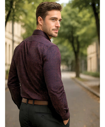 Camisa Social Masculina Xadrez Premium Algodão Slim | Ren