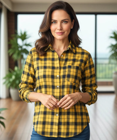 Comprar camisa xadrez feminina de flanela com manga longa para festas juninas e looks casuais country barato ANELLIMN