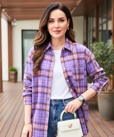 Camisa Xadrez Feminina com Manga Longa Flanelada | Lyzi
