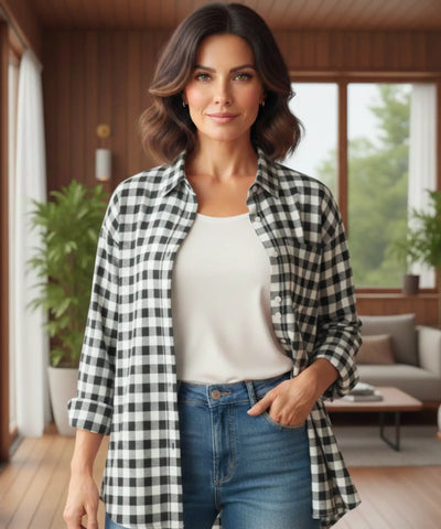 Camisa Xadrez Feminina com Manga Longa Flanelada | Lyzi