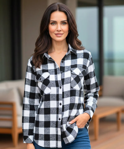 Comprar camisa xadrez feminina de flanela com manga longa para festas juninas e looks casuais country barato ANELLIMN