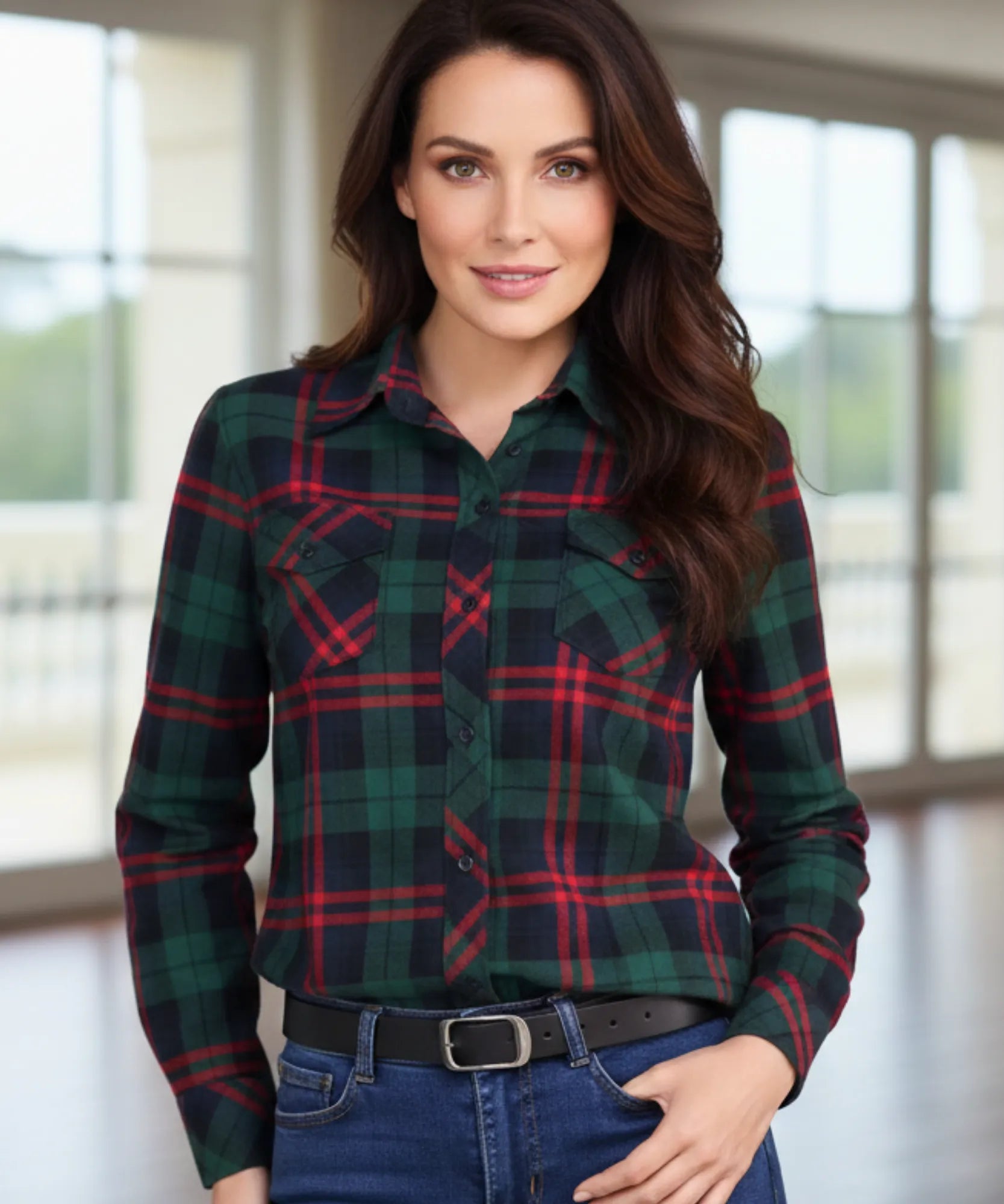 Comprar camisa xadrez feminina de flanela com manga longa para festas juninas e looks casuais country barato ANELLIMN