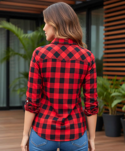 Camisa Xadrez Feminina com Manga Longa Flanelada | Lyzi