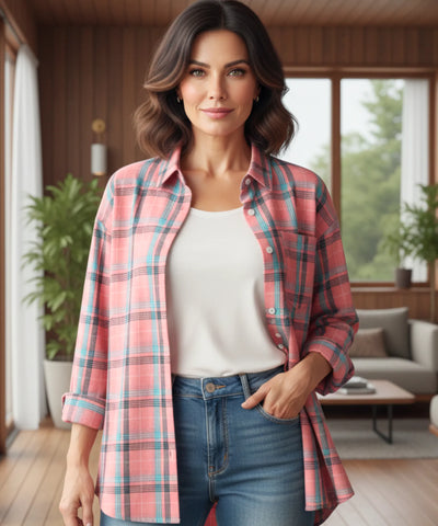 Camisa Xadrez Feminina com Manga Longa Flanelada | Lyzi