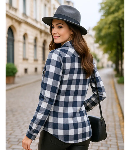 Camisa Xadrez Feminina Flanelada com Forro Térmico Peluciado | Luzato