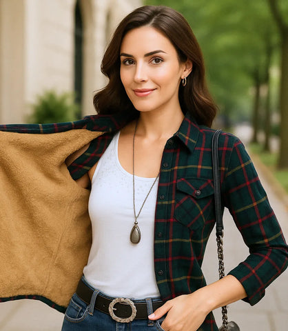 Camisa Xadrez Feminina Flanelada com Forro Térmico Peluciado | Luzato