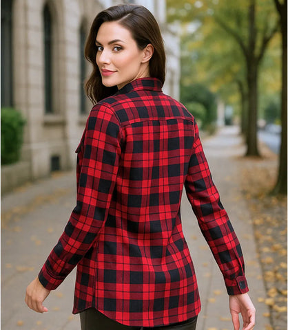 Camisa Xadrez Feminina Flanelada com Forro Térmico Peluciado | Luzato