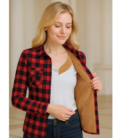 Camisa Xadrez Feminina Flanelada com Forro Térmico Peluciado | Luzato