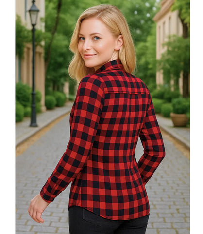Camisa Xadrez Feminina Flanelada com Forro Térmico Peluciado | Luzato