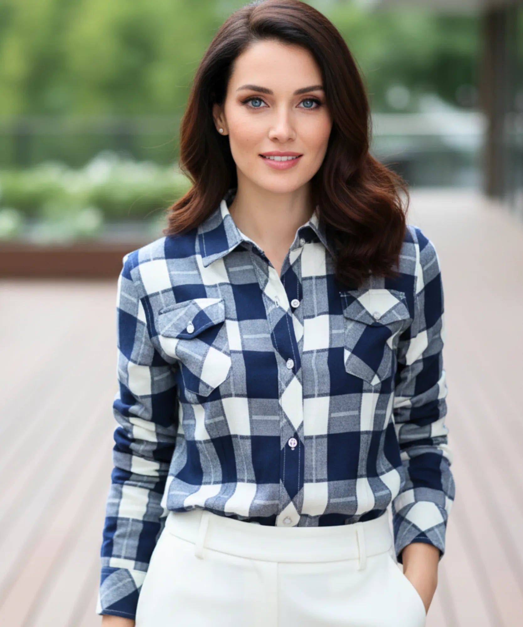 Comprar camisa xadrez feminina flanelada com forro peluciado térmico para inverno e festa junina em promoção ANELLIMN