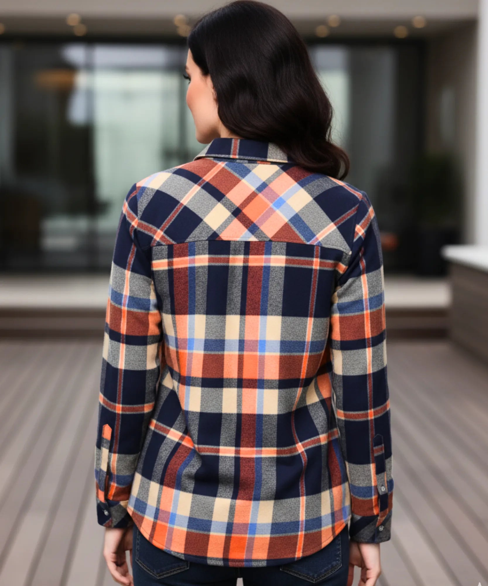 Comprar camisa xadrez feminina flanelada com forro peluciado térmico para inverno e festa junina em promoção ANELLIMN