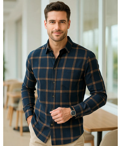 Camisa Xadrez Masculina Manga Longa Premium Confortável | Leon