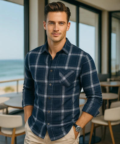 Comprar camisa xadrez masculina manga longa flanela premium conforto casual social estilo moderno barato promoção ZARA
