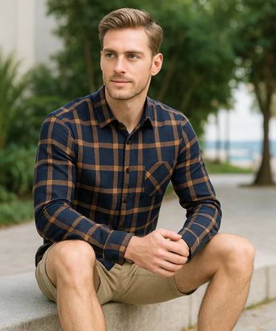 Camisa Xadrez Masculina Manga Longa Premium Confortável | Leon