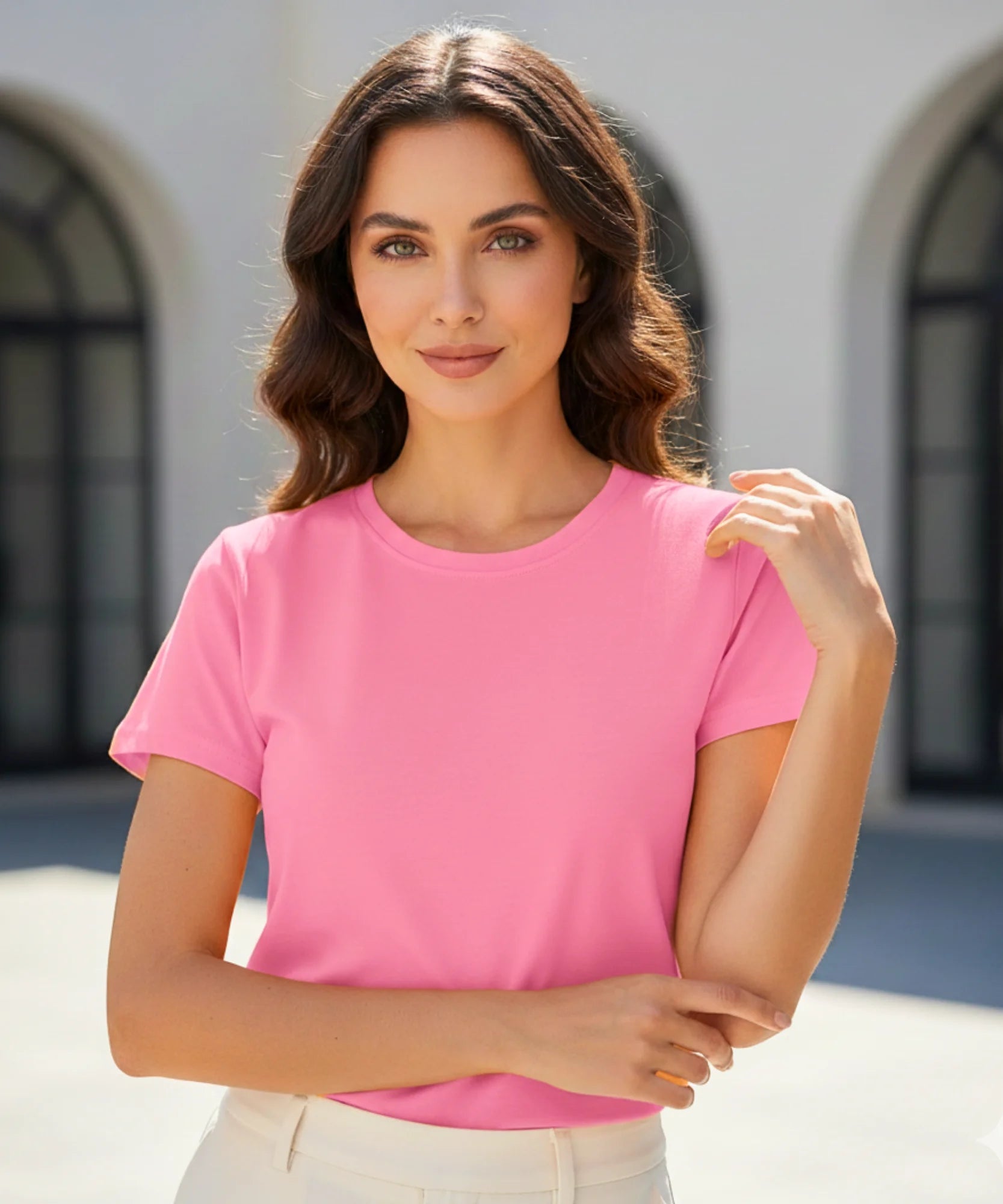  Comprar Camiseta Básica Feminina 100% Algodão confortável respirável manga curta casual barato ou em promoção