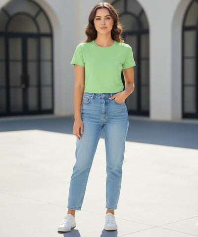  Comprar Camiseta Básica Feminina 100% Algodão confortável respirável manga curta casual barato ou em promoção