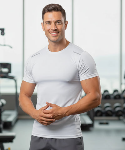 Comprar camiseta dry fit masculina respirável em poliamida com ventilação para academia treino e corrida em promoção
