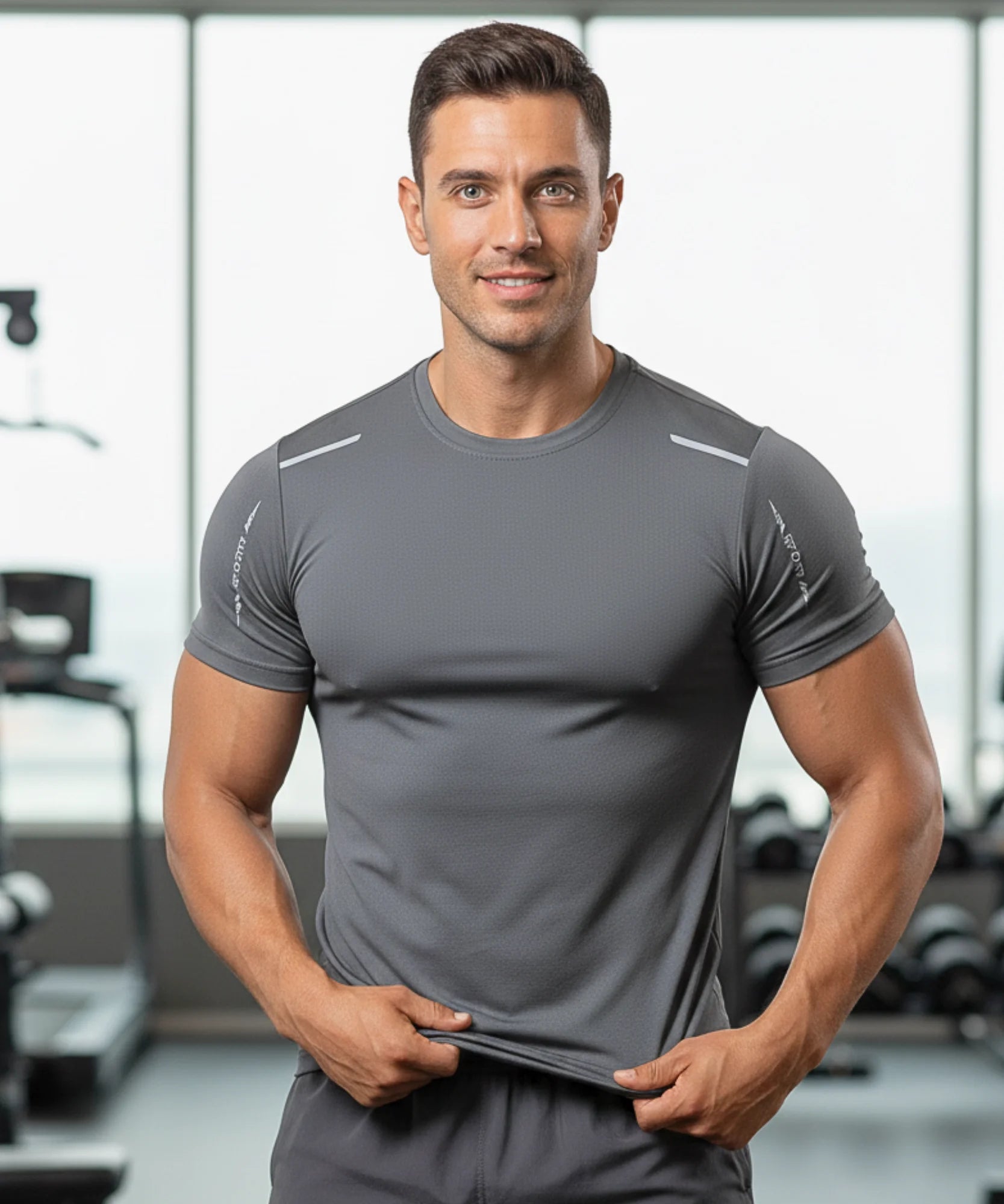 Comprar camiseta dry fit masculina respirável em poliamida com ventilação para academia treino e corrida em promoção
