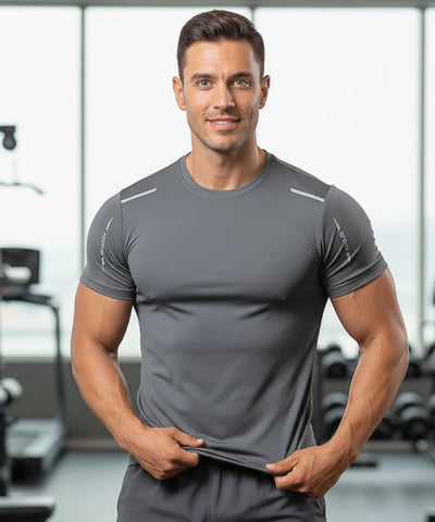Comprar camiseta dry fit masculina respirável em poliamida com ventilação para academia treino e corrida em promoção
