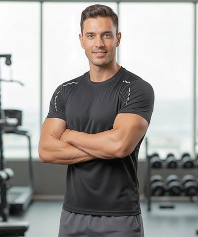 Comprar camiseta dry fit masculina respirável em poliamida com ventilação para academia treino e corrida em promoção
