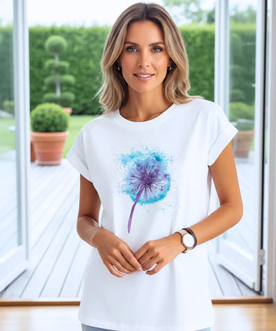 Camiseta Feminina Branca Básica Estampada Algodão Casual | Lavis