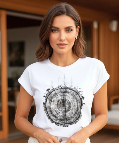 Camiseta Feminina Branca Básica Estampada Algodão Casual | Lavis