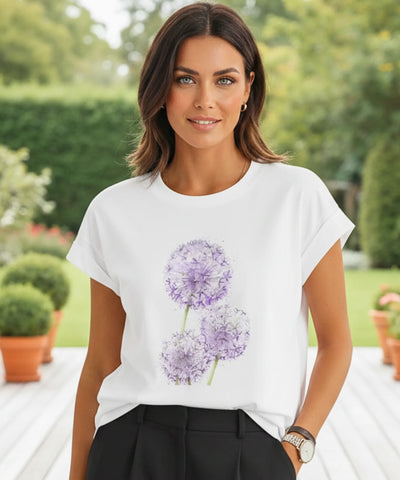 Camiseta Feminina Branca Básica Estampada Algodão Casual | Lavis