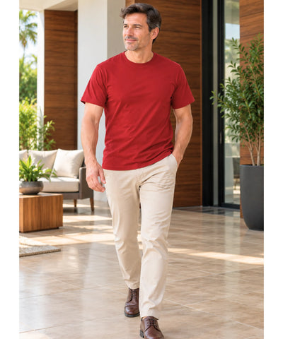 Comprar camiseta masculina algodão gola redonda vermelha em promoção Anellimn