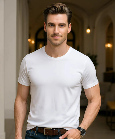 Comprar camiseta masculina básica algodão branco manga curta confortável casual premium barato promoção ZARA
