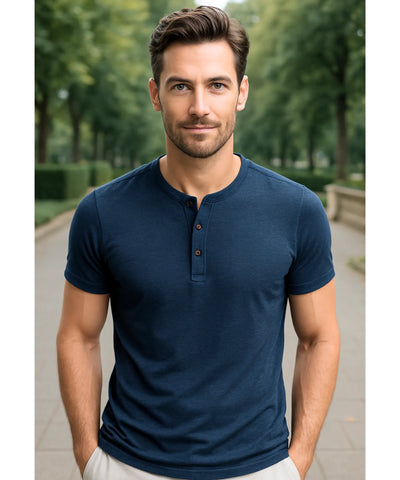 Camiseta Masculina Botões Algodão Confortável Casual | Henry