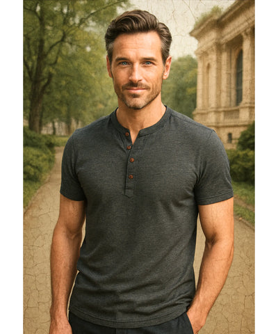 Camiseta Masculina Botões Algodão Confortável Casual | Henry