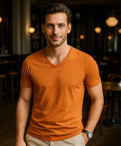 Camiseta Masculina Decote V Slim Fit Premium | Alê