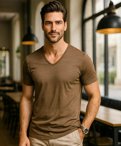 Comprar camisa masculina slim fit algodão marrom premium confortável social casual moderna em promoção ZARA

