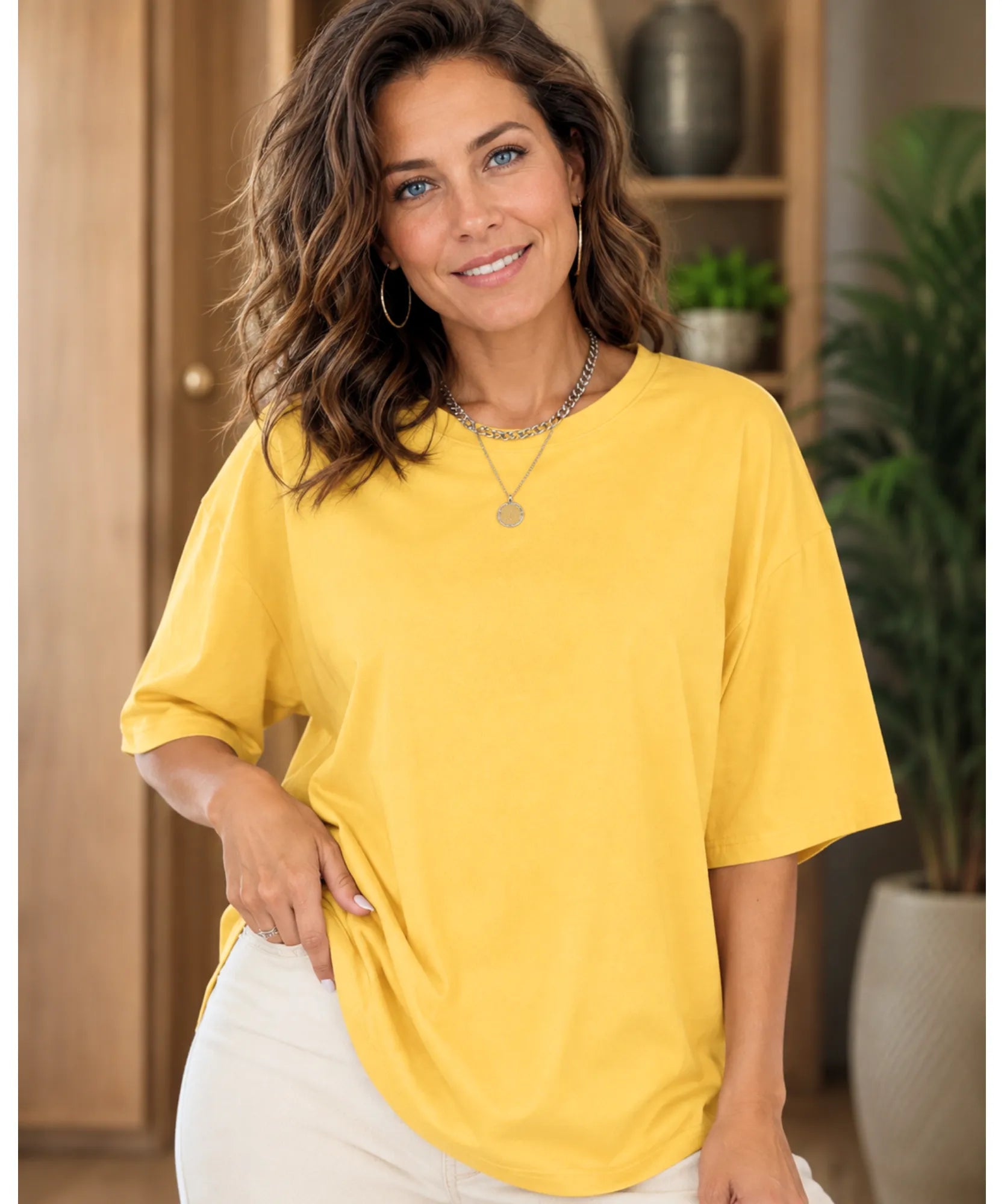 Comprar Camiseta Oversized 100% Algodão Básica manga curta unissex confortável respirável casual em promoção ANELLIMN