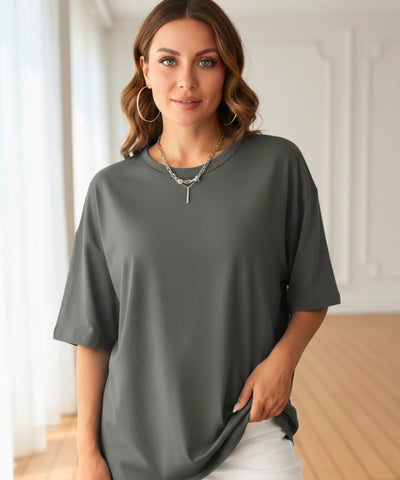 Comprar Camiseta Oversized 100% Algodão Básica cinza manga curta unissex confortável respirável casual em promoção Hering