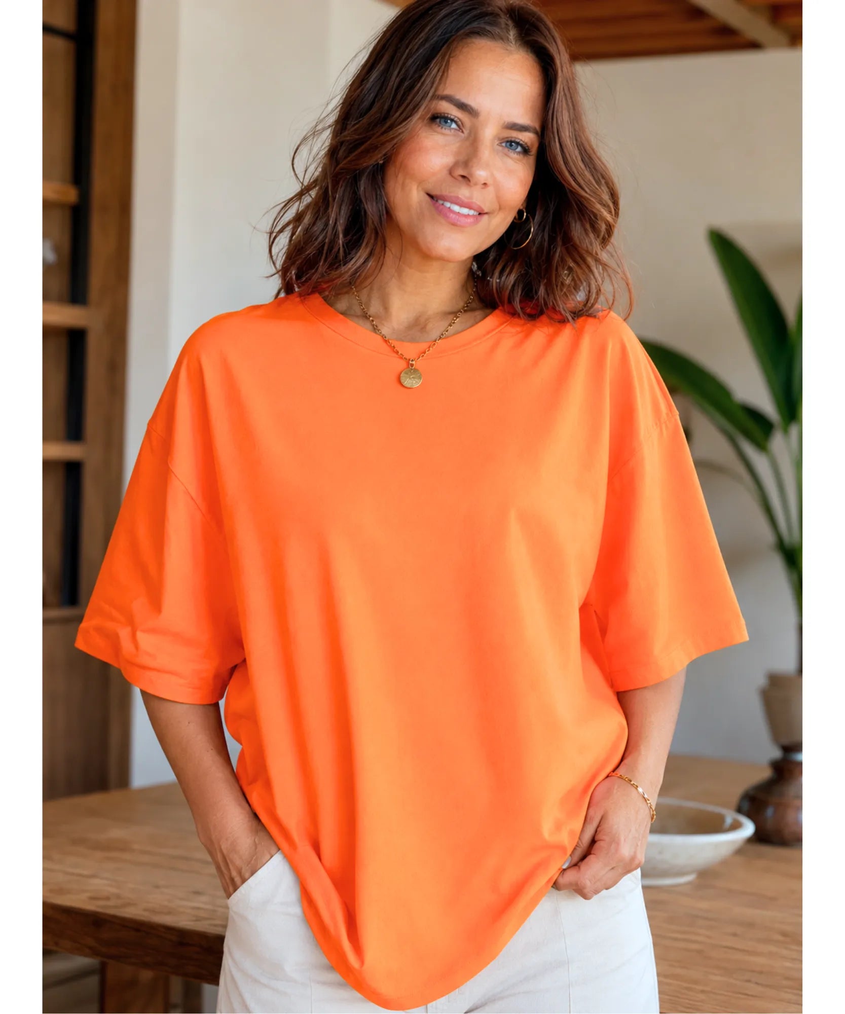Comprar Camiseta Oversized 100% Algodão Básica manga curta unissex confortável respirável casual em promoção ANELLIMN