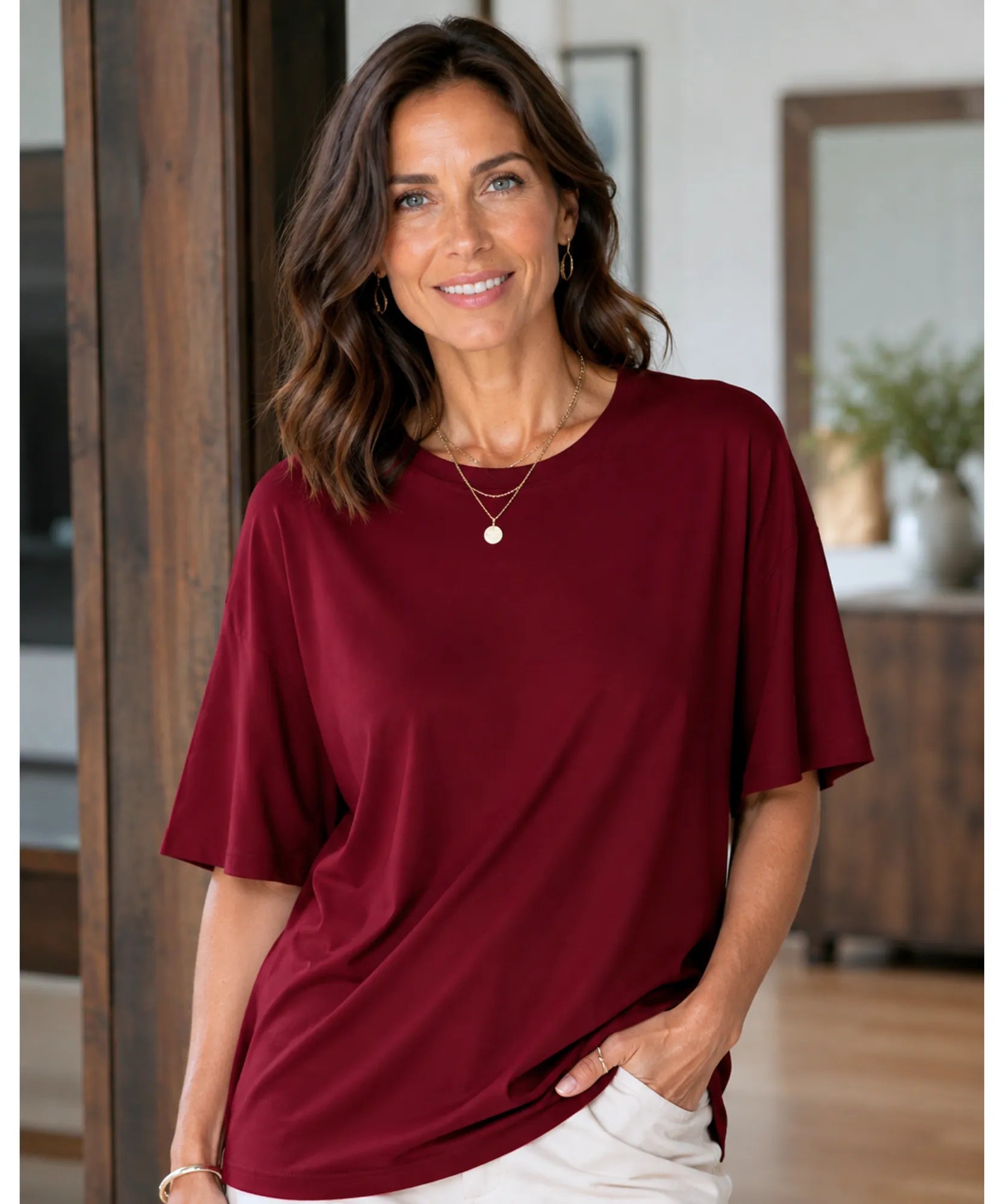 Comprar Camiseta Oversized 100% Algodão Básica manga curta unissex confortável respirável casual em promoção ANELLIMN