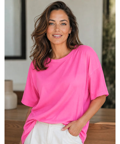Comprar Camiseta Oversized 100% Algodão Básica manga curta unissex confortável respirável casual em promoção ANELLIMN