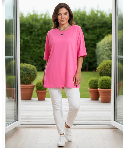 Camiseta Oversized Básica Feminina Algodão Manga Curta | Agah