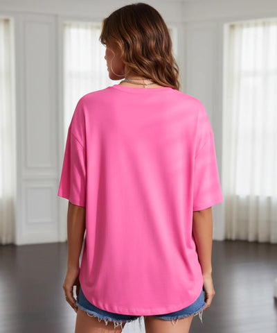 Comprar Camiseta Oversized 100% Algodão Básica rosa manga curta unissex confortável respirável casual em promoção Hering