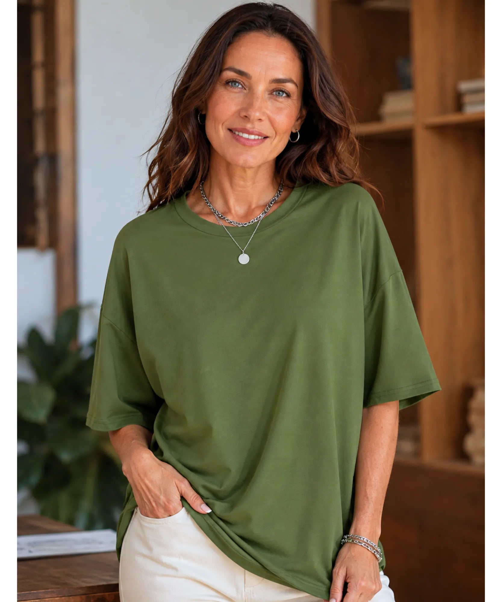 Comprar Camiseta Oversized 100% Algodão Básica manga curta unissex confortável respirável casual em promoção ANELLIMN