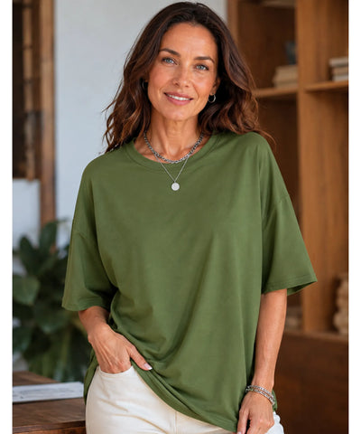 Comprar Camiseta Oversized 100% Algodão Básica manga curta unissex confortável respirável casual em promoção ANELLIMN