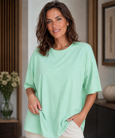 Comprar Camiseta Oversized 100% Algodão Básica manga curta unissex confortável respirável casual em promoção ANELLIMN