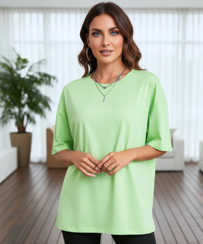 Camiseta Oversized Básica Feminina Algodão Manga Curta | Agah