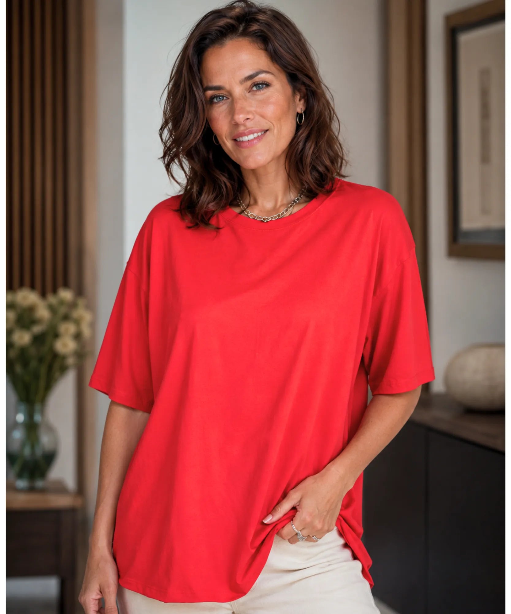 Comprar Camiseta Oversized 100% Algodão Básica manga curta unissex confortável respirável casual em promoção ANELLIMN